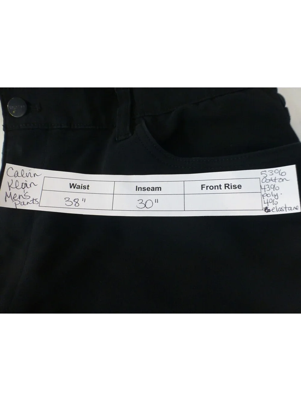 Calvin Klein Men's Black Flat Front Slim Straight Stretch Pants Size 38x30 J4A